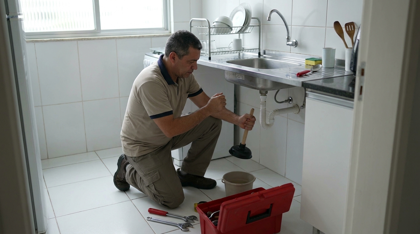 Desentupimento de pia residencial em Brasília‑DF