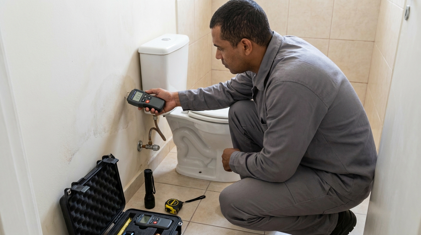 Técnico de caça vazamento em residência em Brasília‑DF